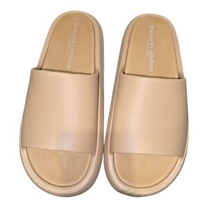 J/Slides Beach Slides Platform‎ Sandals Beige Comfort Slides Size 10M